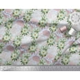 thumbnail image 2 of Soimoi Satin Silk Fabric Leaves & Magnolia Floral Printed Craft Fabric by The Yard 42 Inch Wide, 2 of 3