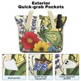 thumbnail image 2 of Tote Bag for Women - Pioneer Flower and Butterfly Shoulder Bag - Large Utility Work Duffle Bag with Zipper Handbag for Travel, Work, Sprots, 2 of 5