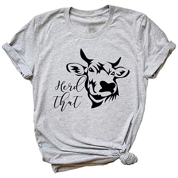 YourTops T-Shirt Graphique pour Femmes « Herd That Cow » pour Femmes (US L, 1-Grey)