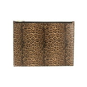 New Saint Laurent Leopard Printed Calfskin Leather Large Pouch 635099
