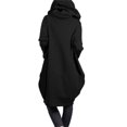 thumbnail image 5 of Women's Hooded Pocket Sweatshirt Zipper Mid Length Loose Jacket Solid Color Hoodie Plus Size Coats for Women Black M, 5 of 5