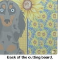 thumbnail image 5 of Summer Sunflowers Longhair Blue and Tan Dapple Dachshund Glass Cutting Board Large 12 in x 15 in, 5 of 5