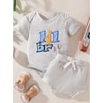 thumbnail image 4 of Aojekbee Baby Boys Shorts Set, Embroidery Baseball Short Sleeve Romper with Elastic Waist Shorts Summer Set 2-piece Outfit, 4 of 10