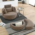 thumbnail image 4 of 39"W Oversized Swivel Chair with Storage Ottoman and 4 Pillows, Swivel Barrel Chair for Living Room,Round Teddy Fabric Modern Accent Round Loveseat, Armchair Sofa Lounger for Bedroom,Coffee, 4 of 9