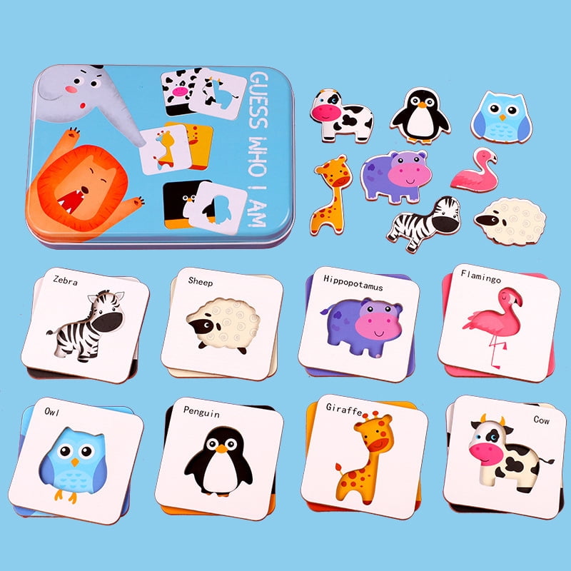 kids wooden Jigsaw puzzle early learning Education Guess Who I’am 5 Designs 