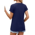 thumbnail image 5 of Nlife Women Square Neck Button-Up Rolled Short Sleeve Henley T-Shirt, 5 of 7