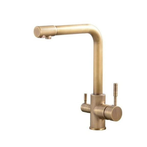 Gold Kitchen Faucets With Filtered Water, Deck Mounted Drinking Water Mixer Tap, Brass Gold Kitchen Faucet Filter