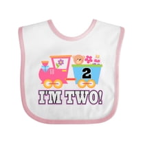 Inktastic 2nd Birthday Cute Pink Train Girls Baby Bib