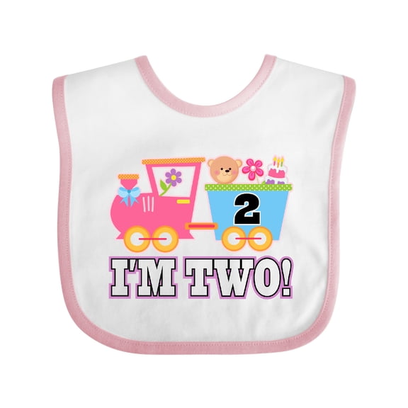 Inktastic 2nd Birthday Cute Pink Train Girls Baby Bib