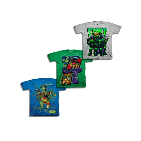 Teenage Mutant Ninja Turtles Short Sleeve Graphic Tee, 3-Pack Set Value Bundle (Little Boys & Big (Best Clothing Sites For Teenage Guys)