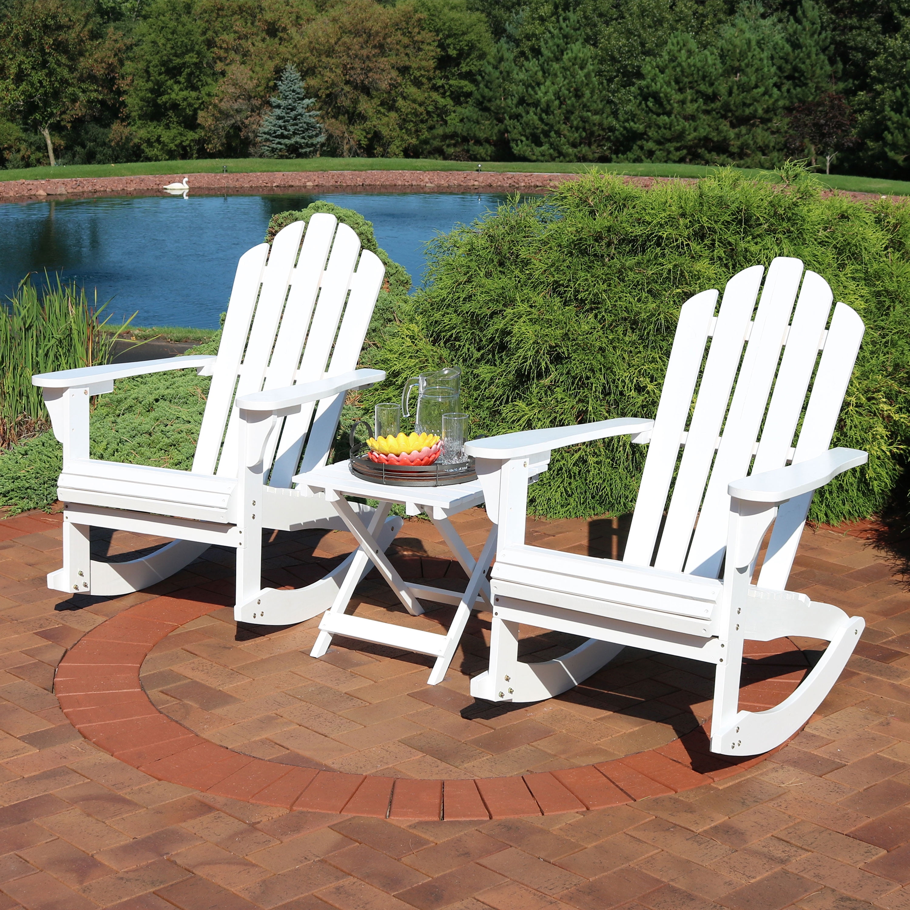 Sunnydaze Wooden Outdoor Adirondack Rocking Chair and ...