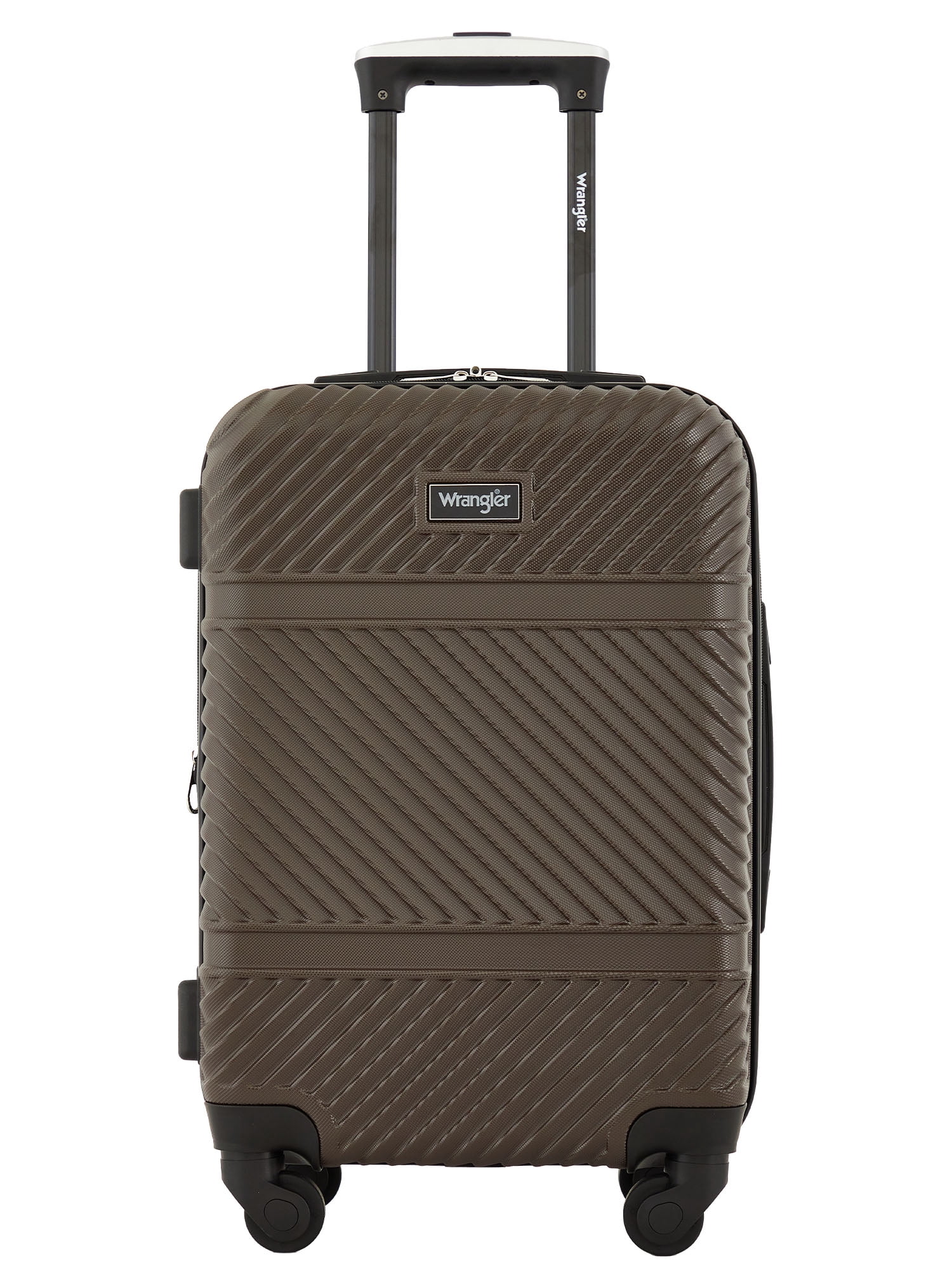 Wrangler 20-inch Expandable Hardside Carry-on Luggage for Travel, Chocolate Brown