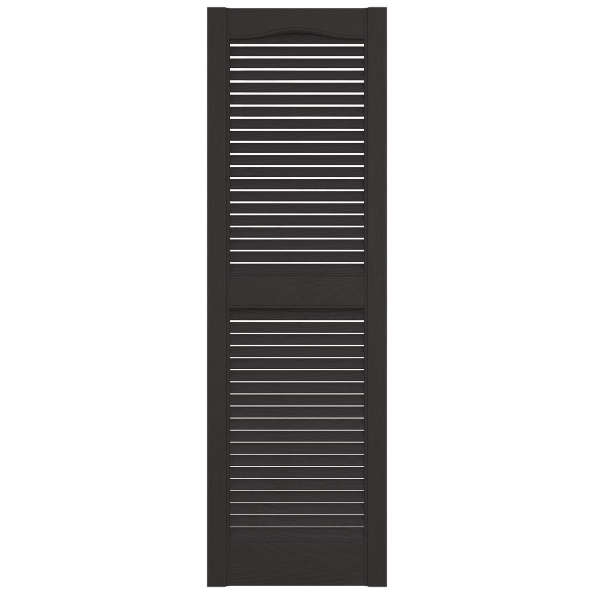 Ekena Millwork 12 in. W x 64 in. H Builders Edge, Standard Cathedral Top Center Mullion, Open Louver Shutters, Includes Matching Installation Spikes (Per Pair), 010 - Musket Brown