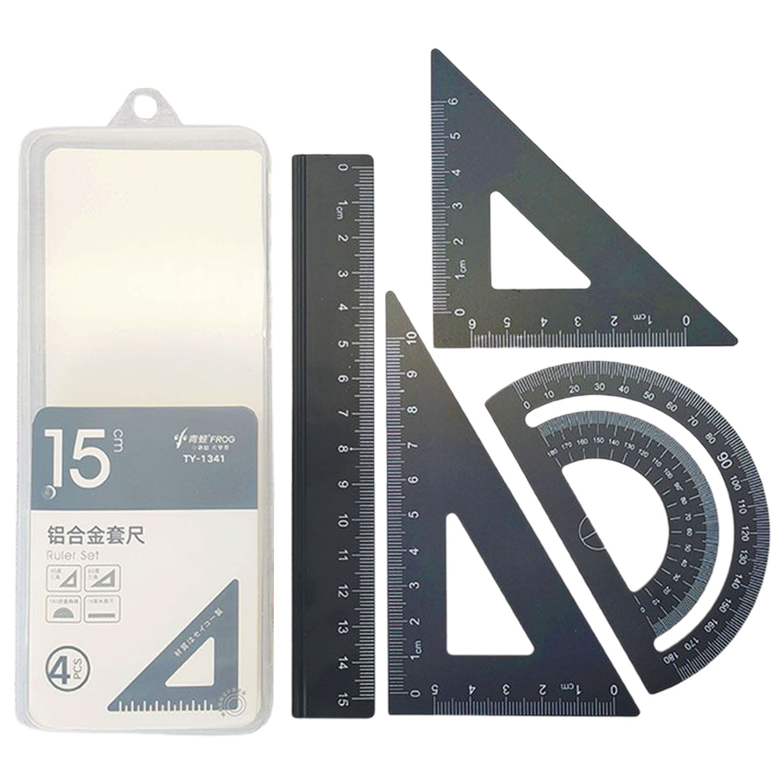 ZENTREE Math Ruler Geometry Drafting Drawing Ruler Alloy Exam Tool Math