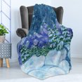 thumbnail image 4 of Christmas Soft Flannel Fleece Blanket, Print of Winter Scenery Snow on Pine Trees Full Moon New Year Themed, Cozy Plush for Indoor and Outdoor Use, 50" x 70", Blue Violet and Green, by Ambesonne, 4 of 5