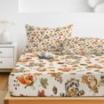 thumbnail image 6 of Twin Sze Fitted Sheet Set - Squirrel Fall 2 Piece Bedding Sets 16" Deep Pocket Fitted Sheet with 1 Pillowcase, Beige Mushroom Maple Leaves Thanksgiving Brushed Microfiber Hotel Luxury Bed Sheets, 6 of 9