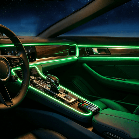 Car Interior LED Strip Lights, Multicolor Fiber Optic Lights, Remote Control USB Powered Ambient Lighting