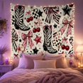 thumbnail image 2 of Zebra Cowboy Boots Among Pink Bows and Cherries, Playful Maximalist for Western Fans, Cowgirl Wall Decor, Birthday Gift, Tapestry Wall Hanging for Teen Bedroom and Dorm, 2 of 7