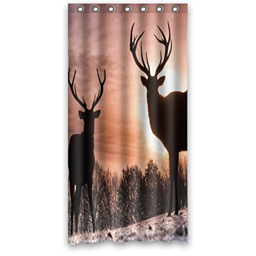 EREHome Gentle Run freely Wildlife Animals Deer Shower Curtain Polyester Fabric Bathroom Decorative Curtain Size 36x72 Inches