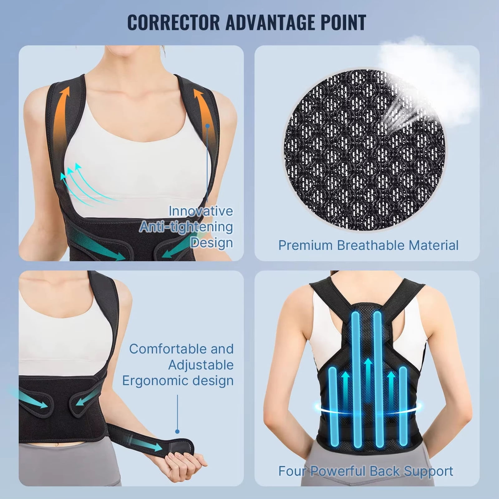 Posture Corrector for Women,Invisible Wear Back Brace,Unisex Design Shoulder Brace,Black,S