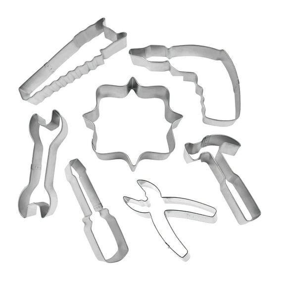 Tools 7 Piece Cookie Cutter Set - Saw, Drill, Hammer, Screwdriver, Wrench Cookie Cutters - The Cookie Cutter Shop - Tin Plate Steel