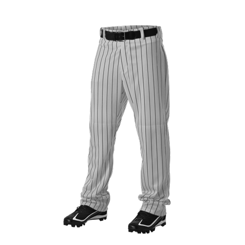 Alleson Youth Full Relaxed Fit Pinstriped Baseball Pants Grey/Black