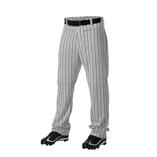 Alleson Youth Full Relaxed Fit Pinstriped Baseball Pants Grey/Black