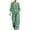 Green, variant on Two-Piece Outfits for Women Plaid Ruffled 3/4 Sleeve V Neck and Wide Leg Pants Lounge Sets