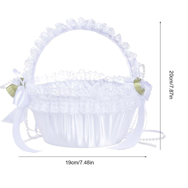 Cesta Grande Elegante De La Muchacha De Flor De La Boda De La Boda Con El Cordón Adornado