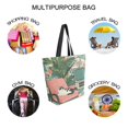 thumbnail image 7 of FORMRS Womens Canvas Tote Bag with Zipper Inner Pocket Shoulder Handbag, Pink and White Cat, 7 of 7