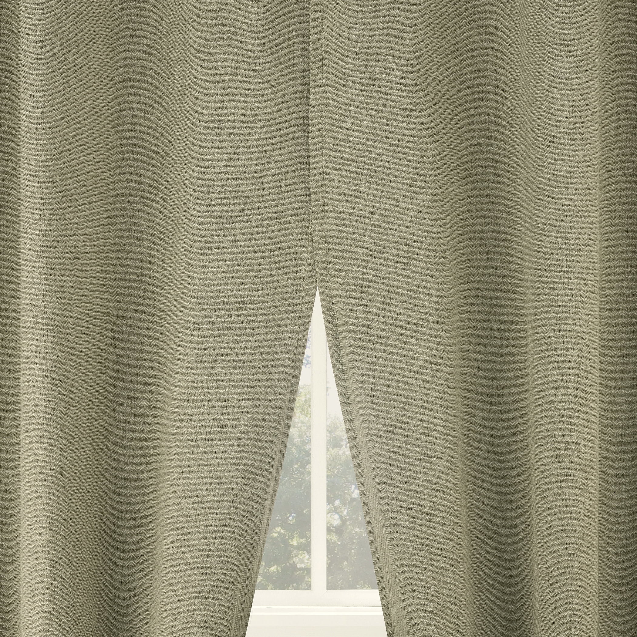 Sun Zero Prescott 2-pack Herringbone Magnetic Closure 100% Blackout Rod Pocket Curtain Panel Pair, 37"W x 84"L, Sage Green