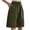 Army Green, variant on Ahdbta Bermuda Shorts for Women Knee Length Elastic High Waisted Wide Leg Linen Crop Pants Summer Dressy Casual Shorts
