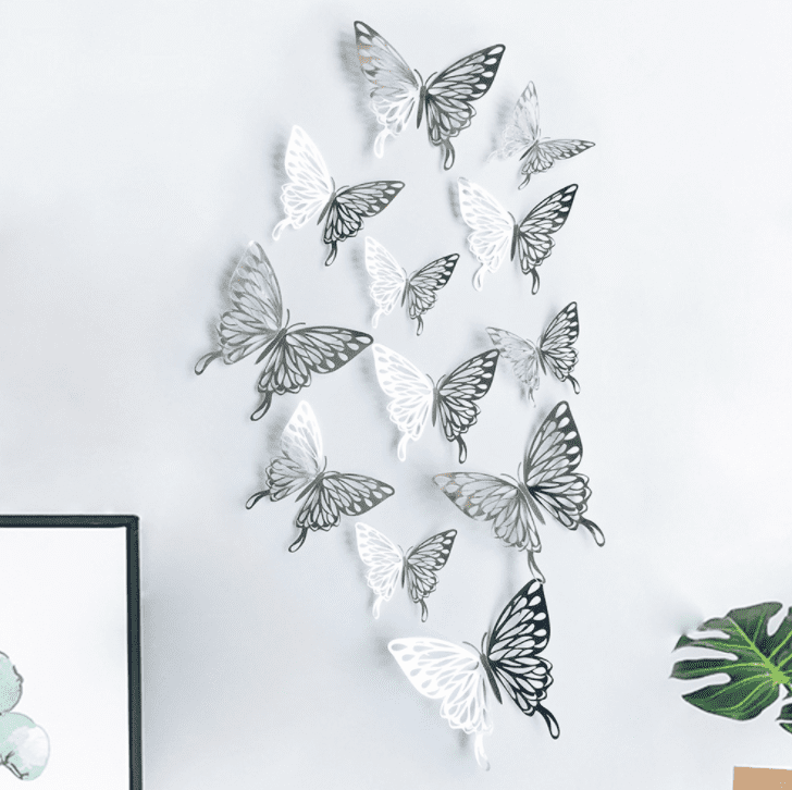 12 pcs 3D Butterfly Wall Stickers Black Art Decal Room Decorations Decor DIY 