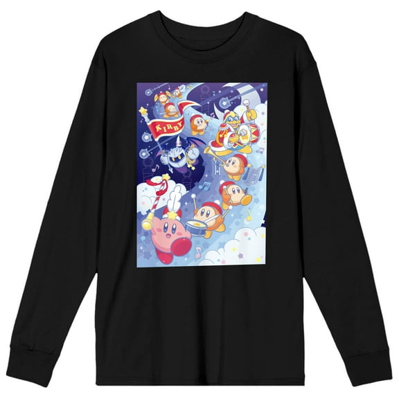 Kirby Pupupu Marching Men's Black Long Sleeve Tee-M