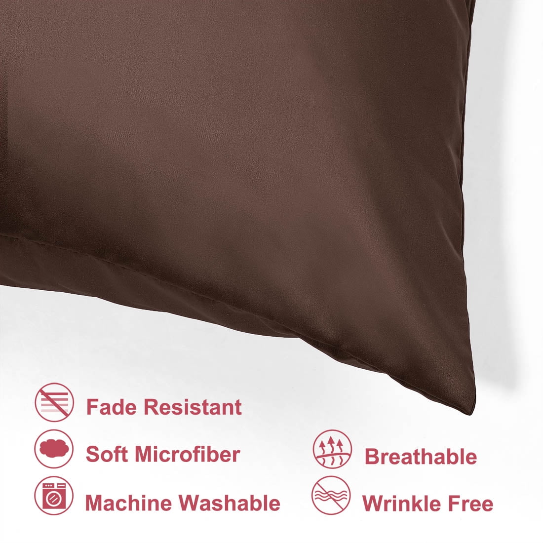 Unique Bargains Pillow Covers Silky Satin Zipper Pillowcases Set of 2 Brown 21" x 27"