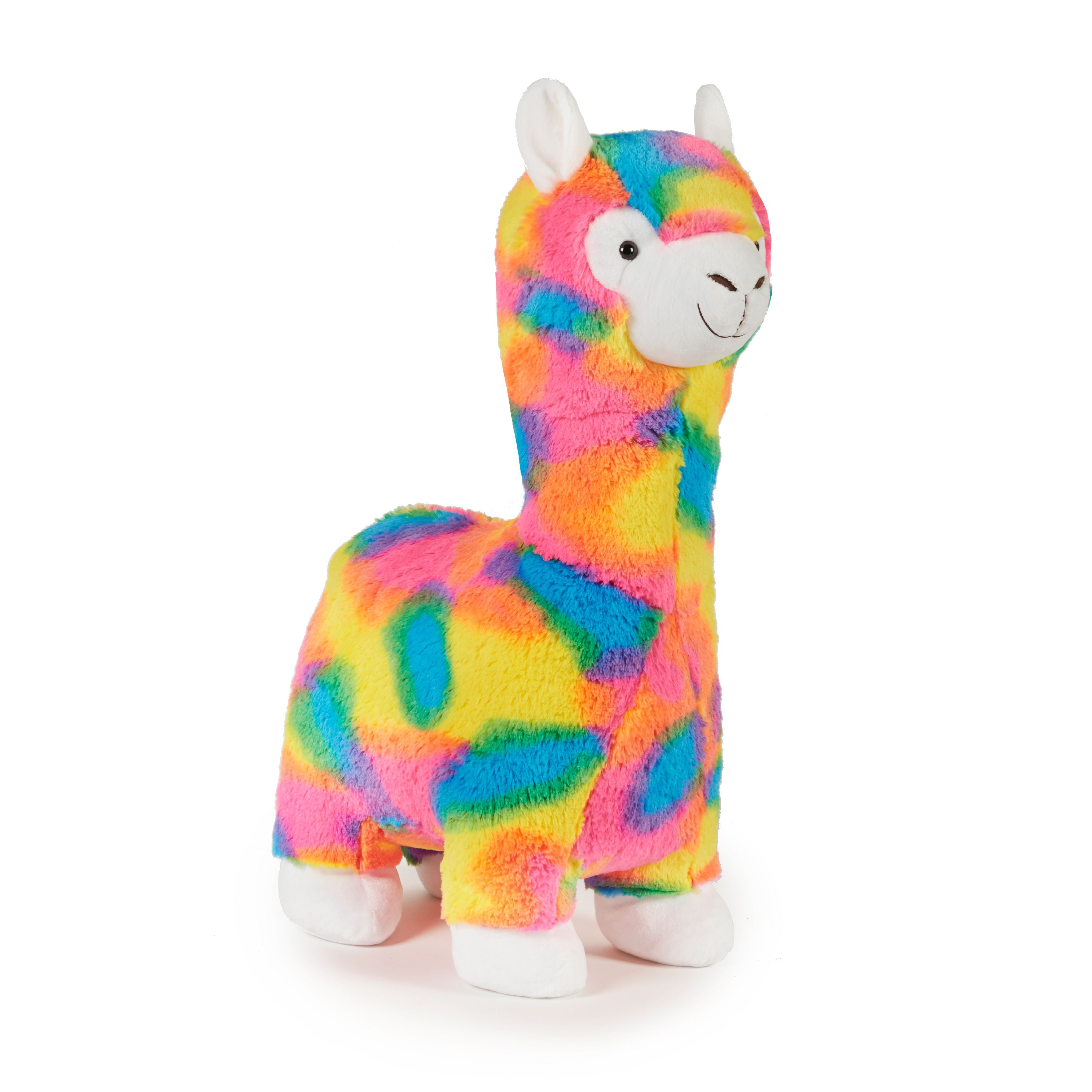 Way To Celebrate Llama 12” Pink Plush Stuffed Animal Rainbow Feet & Tail 