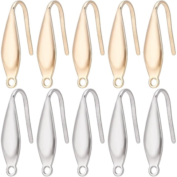 1box 1 Box 80Pcs Earring Hooks Stainless Steel Ear Wires Fish Hooks 18K Gold Plated Metal Earring Findings Earring Hook with Loops Wide French Earring Hooks for Jewelry Making Supplies Women