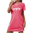 thumbnail image 2 of BRGZLK Plus Size Valentine's Day Nightgowns for Women Soft Cotton Heart Graphic Nightshirt Crew Neck T-Shirt Short Sleeve Nightshirts Hot Pink L, 2 of 5