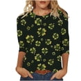thumbnail image 2 of Uootdi St Patricks Day 3/4 Sleeve Shirt for Women Plus Size Funny Cute Saints Patrick's Tops Lucky Irish Shamrocks Printed Outfit Gift, 2 of 6