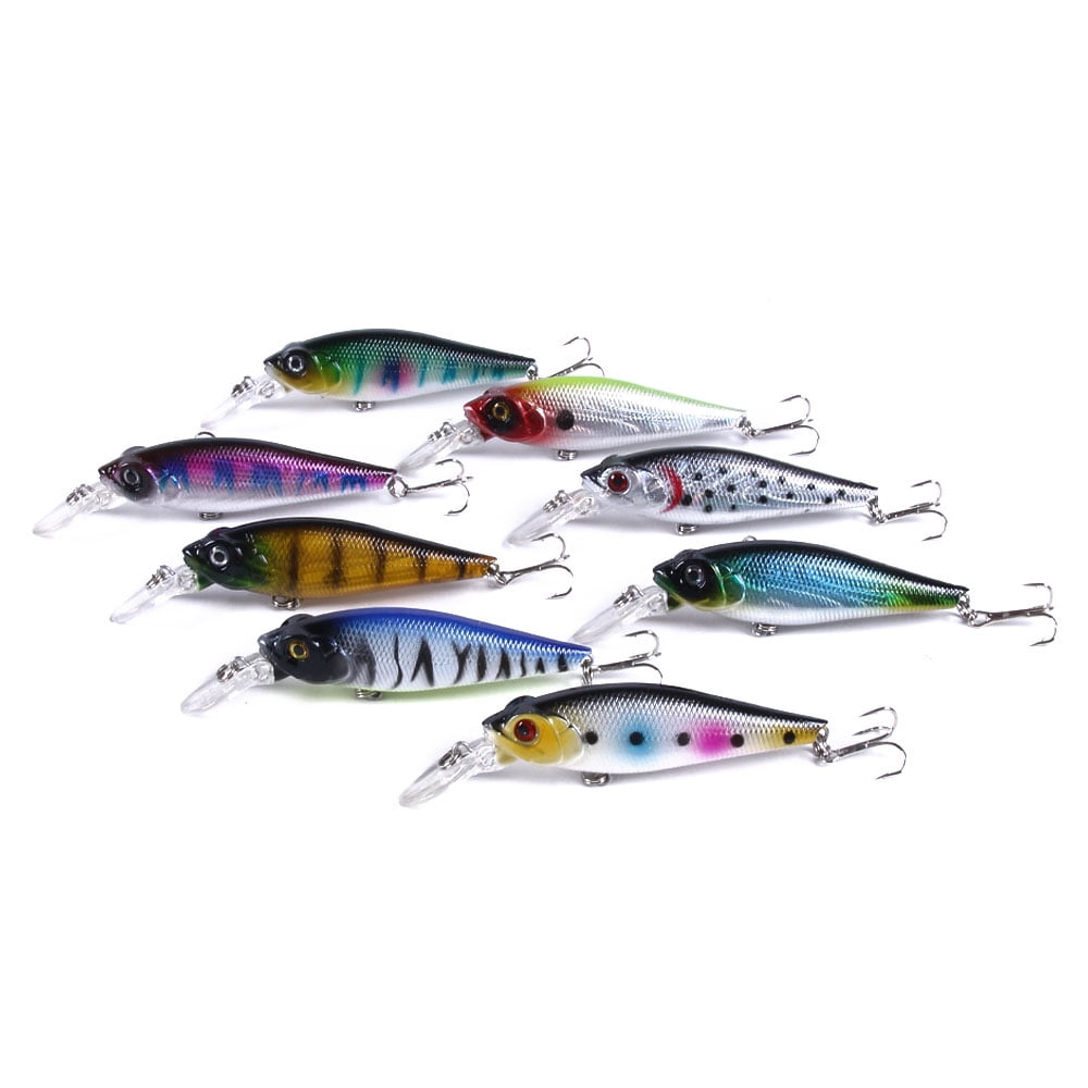 HENGJIA Minnow Bass Fishing Lures - Jerkbait Lure Set Hard Baits Crankbait for Catfish Trout Walleye Fishing Plug 8Pcs/kit
