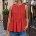 thumbnail image 5 of CIENVNSTG Womens Summer Pleated Peplum Tops Casual Sleeveless Tank Tops Flowy Babydoll Shirts Red L, 5 of 5