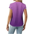 thumbnail image 3 of WREESH Women's Henley Shirt Fashion Casual Gradient Tops with Gradient Print Blouses Button Shirts for Short Sleeve V-Neck T-Shirts Purple, 3 of 6