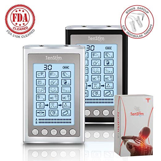 TENS and EMS Combo Unit - FDA 510K Cleared Electronic Pulse Massager & Electrode Muscle Stimulator Massage Machine for Pain Relief by Tenstim Black or ...