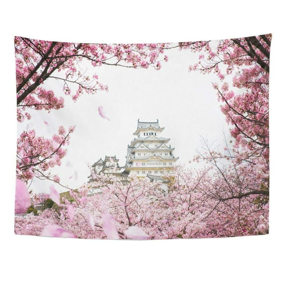 POGLIP Himeji Castle While Cherrry Blossoms Viewing Festival Kyoto This Immage for Travel Wall Art Hanging Tapestry Home Decor for Living Room Bedroom Dorm 51x60 inch