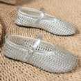 thumbnail image 4 of Eltusu Women Flat Shoes, Strap Holiday PU Closed Toe Comfort Shoes Silver Size 6.5, 4 of 7