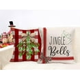 thumbnail image 3 of Set of 4 Red White Buffalo Check Plaids Pillow Covers Merry Christmas Green Trees Jingle Bells Holly Mistletoe Rustic Farmhouse Decorative Throw Pillow Cases Cotton Linen 18x18 Inch, 3 of 6
