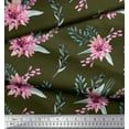 thumbnail image 3 of Soimoi Green Cotton Duck Fabric Leaves & Chrysanthemum Floral Print Fabric by the Yard 56 Inch Wide, 3 of 3