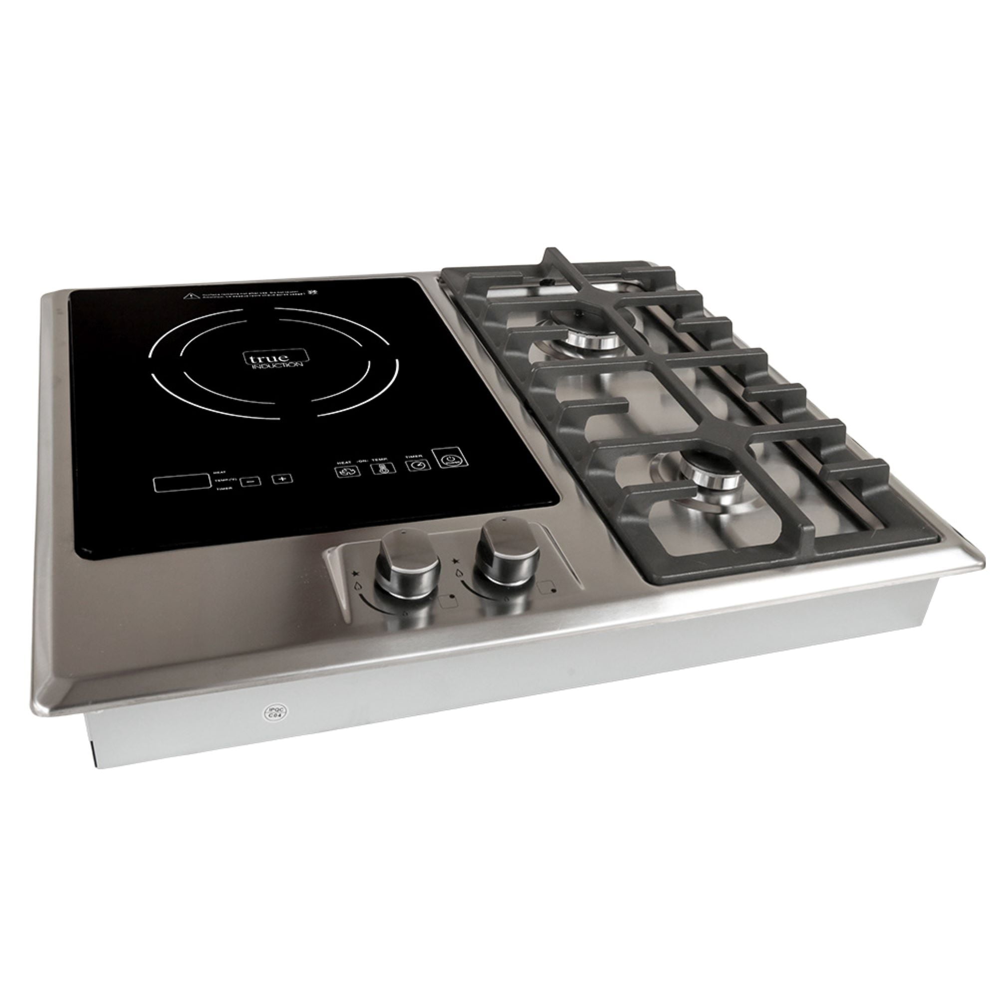 True Induction TI-1+2B Built-in UL858 Certified, 23-inch 1 Induction + 2 Gas Burner Combination Gas & Induction Cooktop