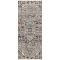 BoutiqueRugs Toritori Traditional Runner Rug - Dusty Pink, Sage, Denim - 2'11" x 10' Runner