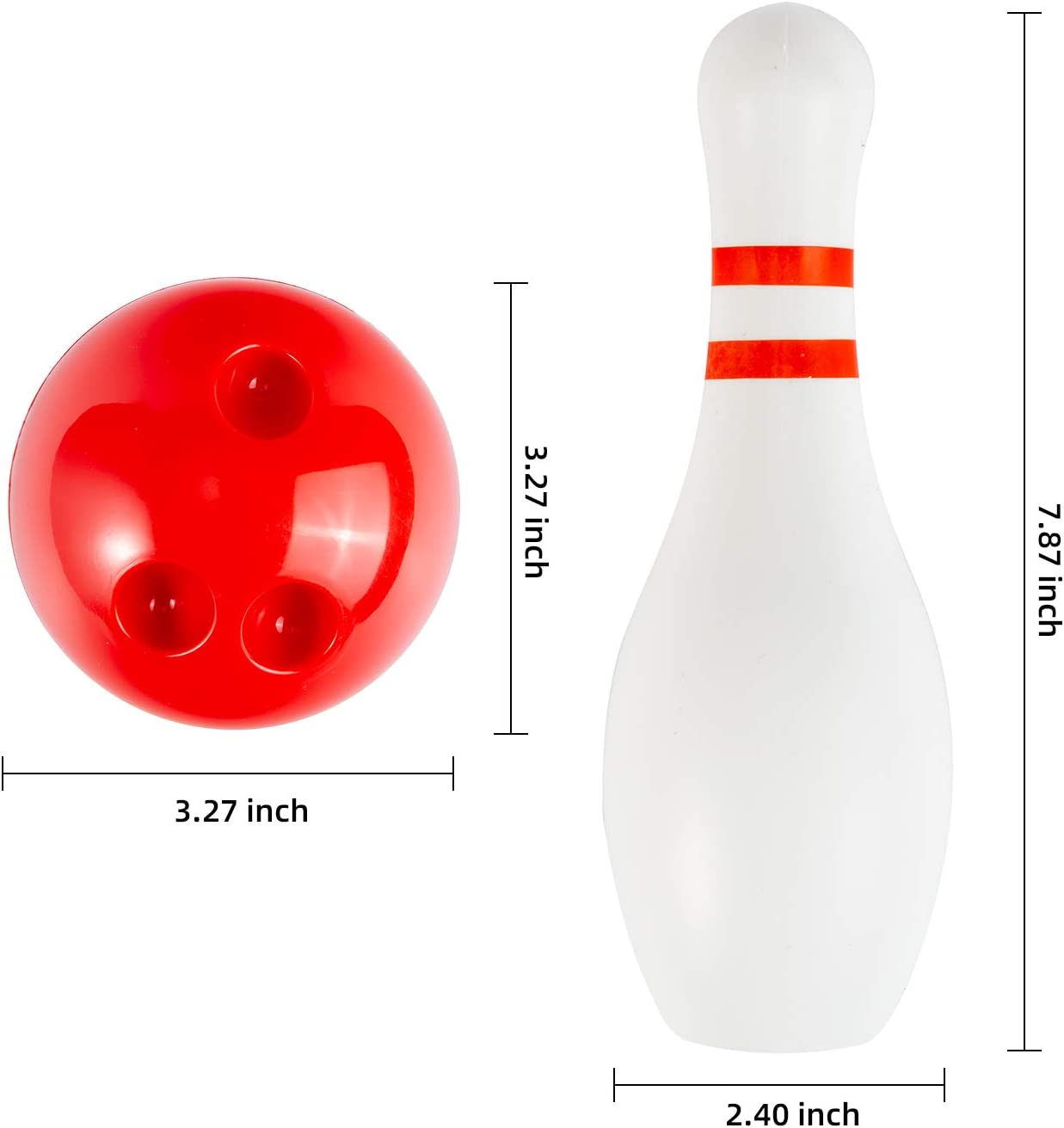 Kids Mini Bowling Set - 10 Pins & 2 Balls, Indoor/Outdoor Toy For Boys & Girls (4.33 Inch Pins, Random Colors)